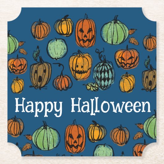 ハロウィーンのカボチャ頭 ペーパーコースター (正面)