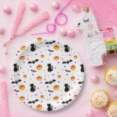 ハロウィーンのカボチャ、こうもり、猫を白に ペーパープレート (パーティー)