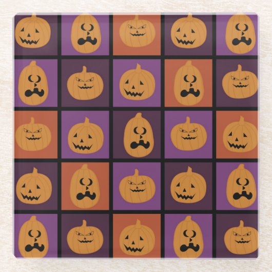 ハロウィーンのカボチャ ガラスコースター (正面)