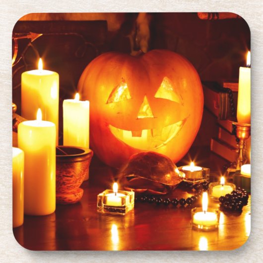 ハロウィーンのカボチャ・ランタン コースター (正面)