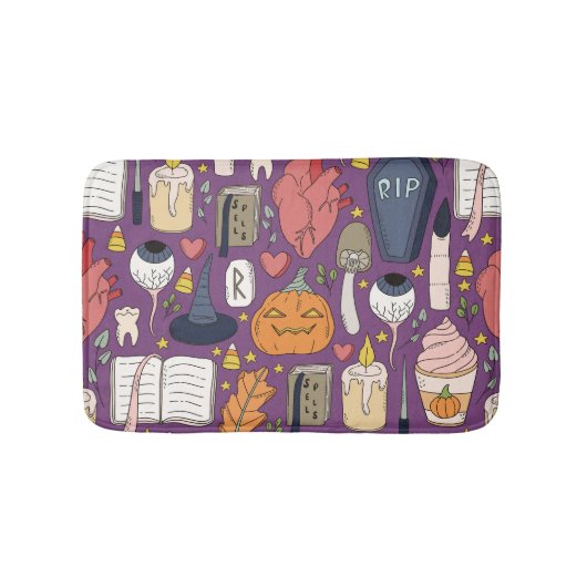 ハロウィーンのカボチャ、機知に富んだシームレスなパターン。 バスマット (正面)