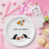 ハロウィーンのカボチャ、黒猫、マリーゴールド ペーパープレート (パーティー)