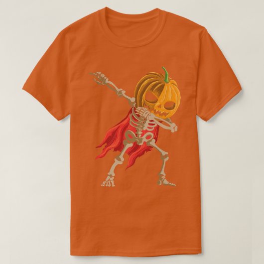 ハロウィーンのカボチャDa付きカボチャの骨格 Tシャツ (デザイン正面)