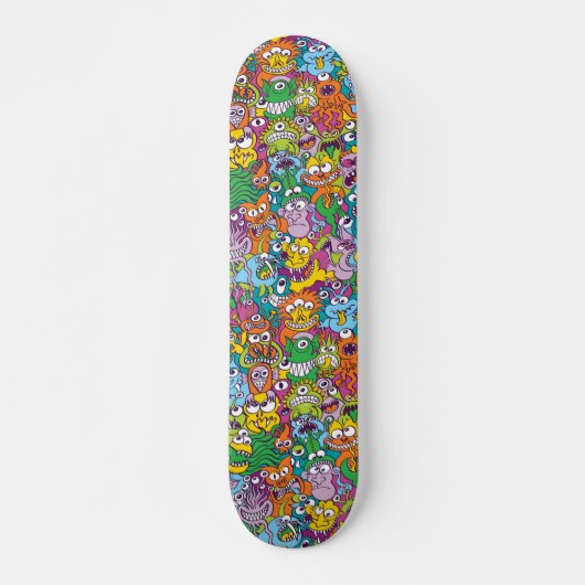 ハロウィーンのカラフルや生き物の群れ スケートボード (正面)