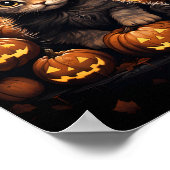 ハロウィーンのキットン葉ウィッチとカボチャ ポスター (角)