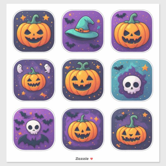 ハロウィーンのキャラクターアイコン🦇 シール (シート)