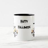 ハロウィーンのキャンドルとこうもりシャンデリア ツートーンマグカップ (中央)