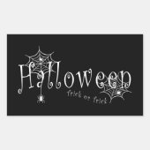 ハロウィーンのクモの巣とクモ 長方形シール (正面)