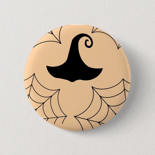 ハロウィーンのクモの巣の魔女の帽子バッジ 缶バッジ (正面)