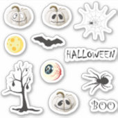 ハロウィーンのグラフィック要素 – カボチャ、幽霊。 シール (正面)
