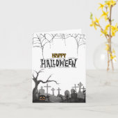 ハロウィーンのグリーティングカードコレクション – 可愛不気味い カード (黄色い花)