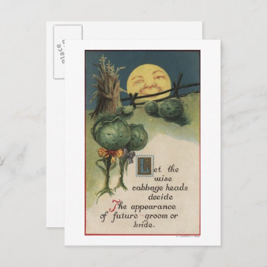 ハロウィーンのグリーティングキャベツ擬人化 ポストカード (正面/裏面)