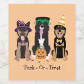 ハロウィーンのコスチュームで犬をトリックまたは治療する ワインラベル (シングルラベル)