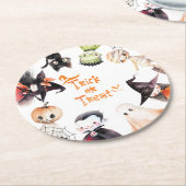 ハロウィーンのコスチュームパーティー ラウンドペーパーコースター (アングル)