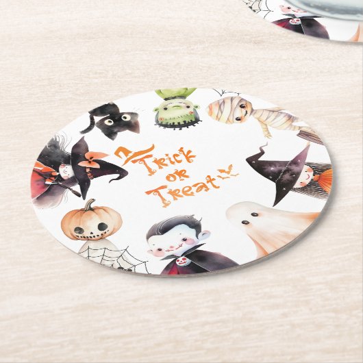 ハロウィーンのコスチュームパーティー ラウンドペーパーコースター (アングル)