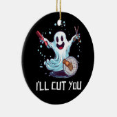 ハロウィーンのコスチューム美容師幽霊美容師I' セラミックオーナメント (右)