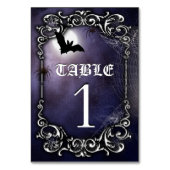 ハロウィーンのゴシックテーマとこうもりと満月 テーブルナンバー (正面)