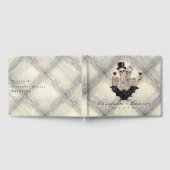 ハロウィーンのゴシック様式の骨格こうもり結婚のウェルカムサイン ゲストブック (全面)