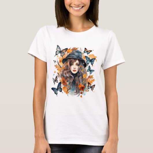 ハロウィーンのゴシック様式の魔女 Tシャツ (正面)