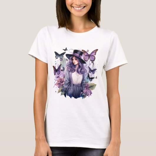 ハロウィーンのゴシック様式の魔女 Tシャツ (正面)