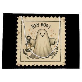 ハロウィーンのゴーストランタンギフトバッグ - “Hey Boo” ラージペーパーバッグ