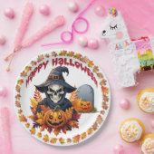 ハロウィーンのシャーマンと落ち葉 ペーパープレート (パーティー)