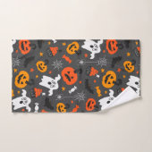 ハロウィーンのシンボルと色のパターン バスタオルセット (ハンドタオル)