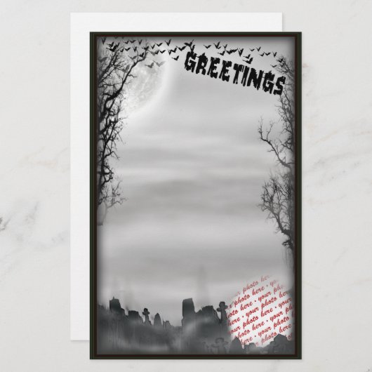 ハロウィーンのシーンフォトフレーム 便箋 (正面/裏面)