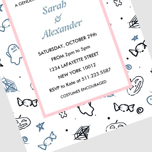 ハロウィーンのジェンダーの発表の招待10月のパターン 招待状