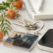 ハロウィーンのジャーマンシェパード スケアード キーホルダー (正面右)