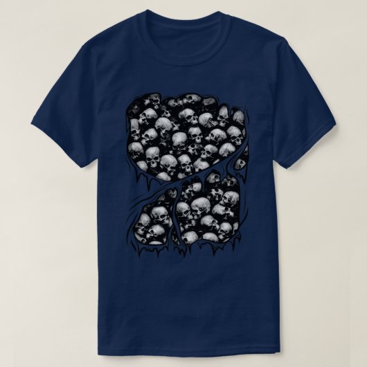 ハロウィーンのスカルの中にゴシック様式のホラーの衣装 Tシャツ (デザイン正面)