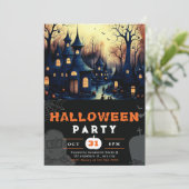 ハロウィーンのスケアリーストリートとカボチャ 招待状 (スタンド正面)