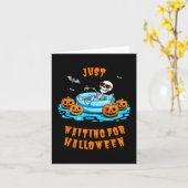ハロウィーンのスケルトンおもしろいの夏を待っている カード (黄色い花)