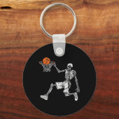 ハロウィーンのスケルトンおもしろいチームの選手スラム キーホルダー (正面)