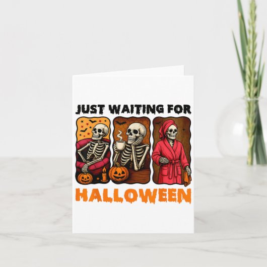 ハロウィーンのスケルトンおもしろいSを待っ不気味ている カード (正面)