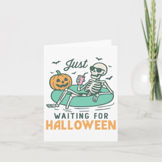 ハロウィーンのスケルトンおもしろいSを待っ不気味ている カード (正面)