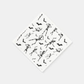 ハロウィーンのスケルトンとこうもりプリントナプキン スタンダードカクテルナプキン (角)