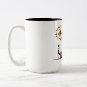 ハロウィーンのスケルトンとカボチャ ツートーンマグカップ (左)