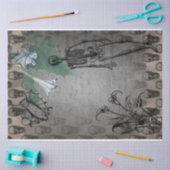 ハロウィーンのスケルトンと白のカラライエフエメラ 薄葉紙 (クラフト)