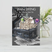 ハロウィーンのスケルトンのカップルの衣装パーティー 招待状 (スタンド正面)