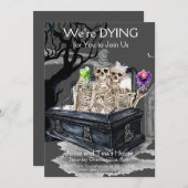 ハロウィーンのスケルトンのカップルの衣装パーティー 招待状 (正面/裏面)