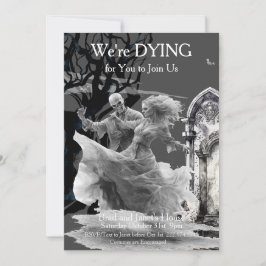 ハロウィーンのスケルトンのカップルの衣装パーティー 招待状