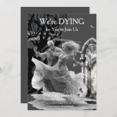 ハロウィーンのスケルトンのカップルの衣装パーティー 招待状 (正面/裏面)