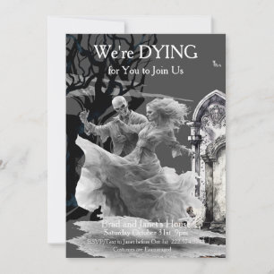 ハロウィーンのスケルトンのカップルの衣装パーティー 招待状