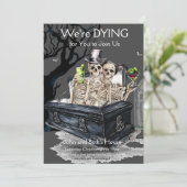 ハロウィーンのスケルトンのカップルの衣装パーティー 招待状 (スタンド正面)