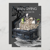 ハロウィーンのスケルトンのカップルの衣装パーティー 招待状 (正面/裏面)