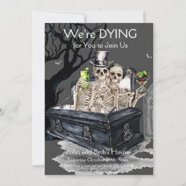 ハロウィーンのスケルトンのカップルの衣装パーティー 招待状