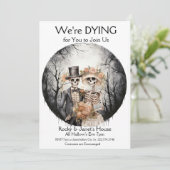 ハロウィーンのスケルトンのカップルの衣装パーティー 招待状 (スタンド正面)