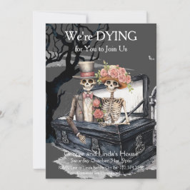 ハロウィーンのスケルトンのカップルの衣装パーティー 招待状