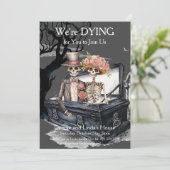 ハロウィーンのスケルトンのカップルの衣装パーティー 招待状 (スタンド正面)